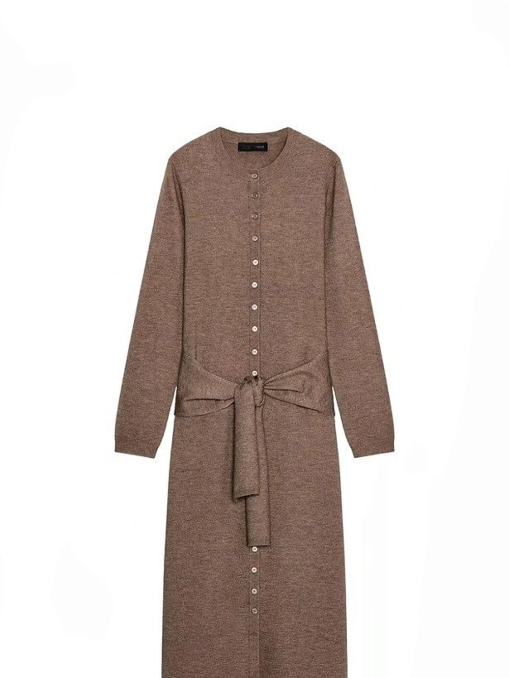 Knit Belted Midi Dress in Brown Like New